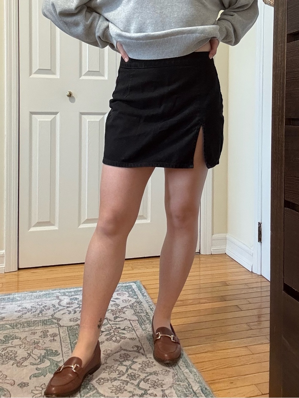 Lioness Black Mini Skirt with Side Slit